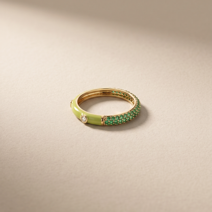 Elaichi Green Enamel Gold Ring