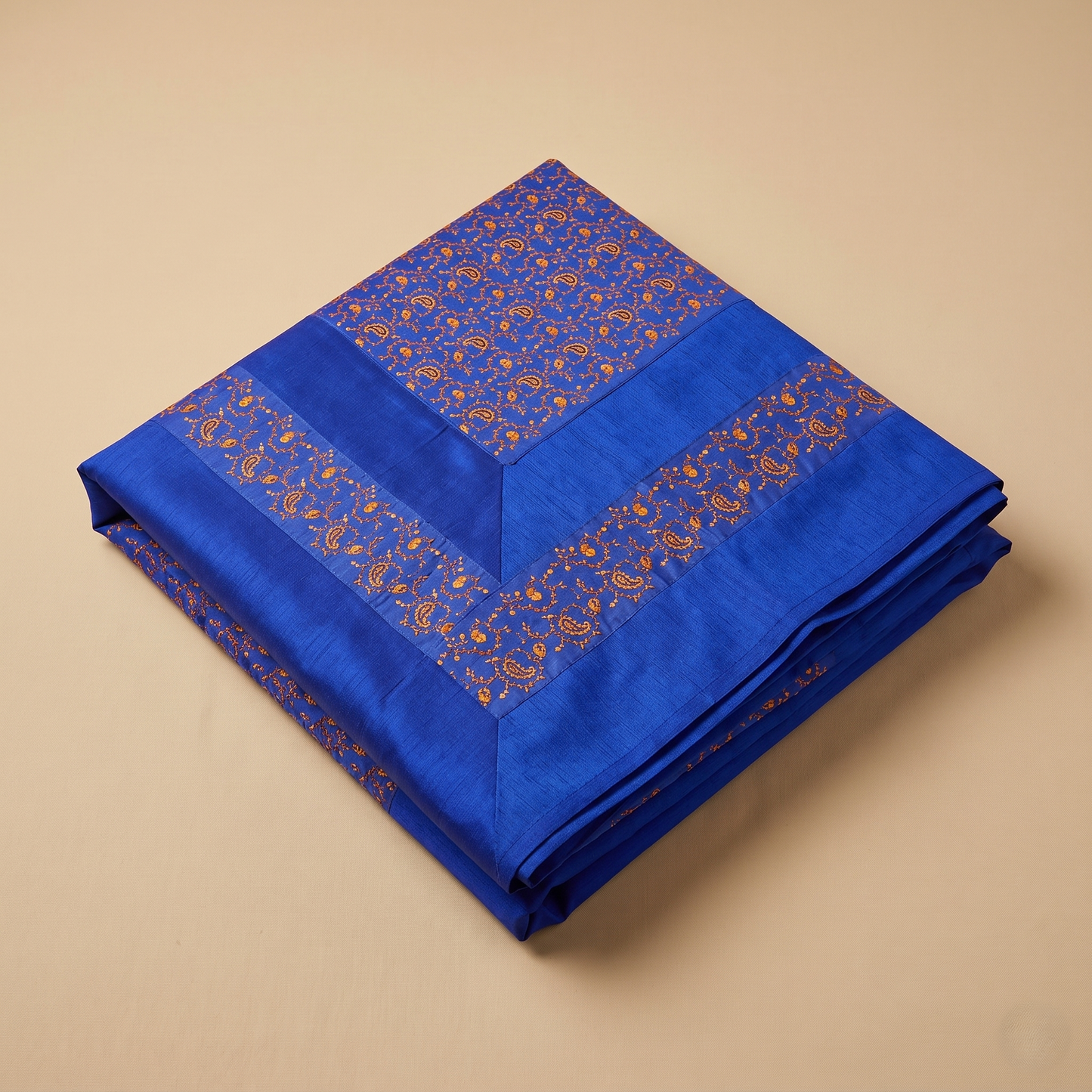 Royal Blue Silk Paisley Artisan Bedcover