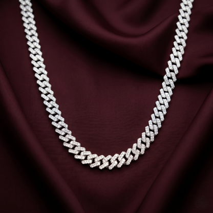 Iced Out Silver Cuban Link Chain