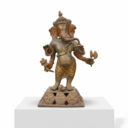Divine Standing Ganesha Brass Heritage Idol
