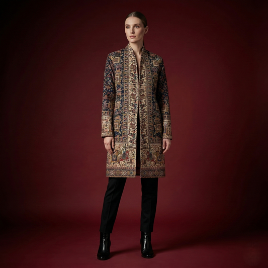 Equestrian Heritage Stand Collar Tapestry Coat
