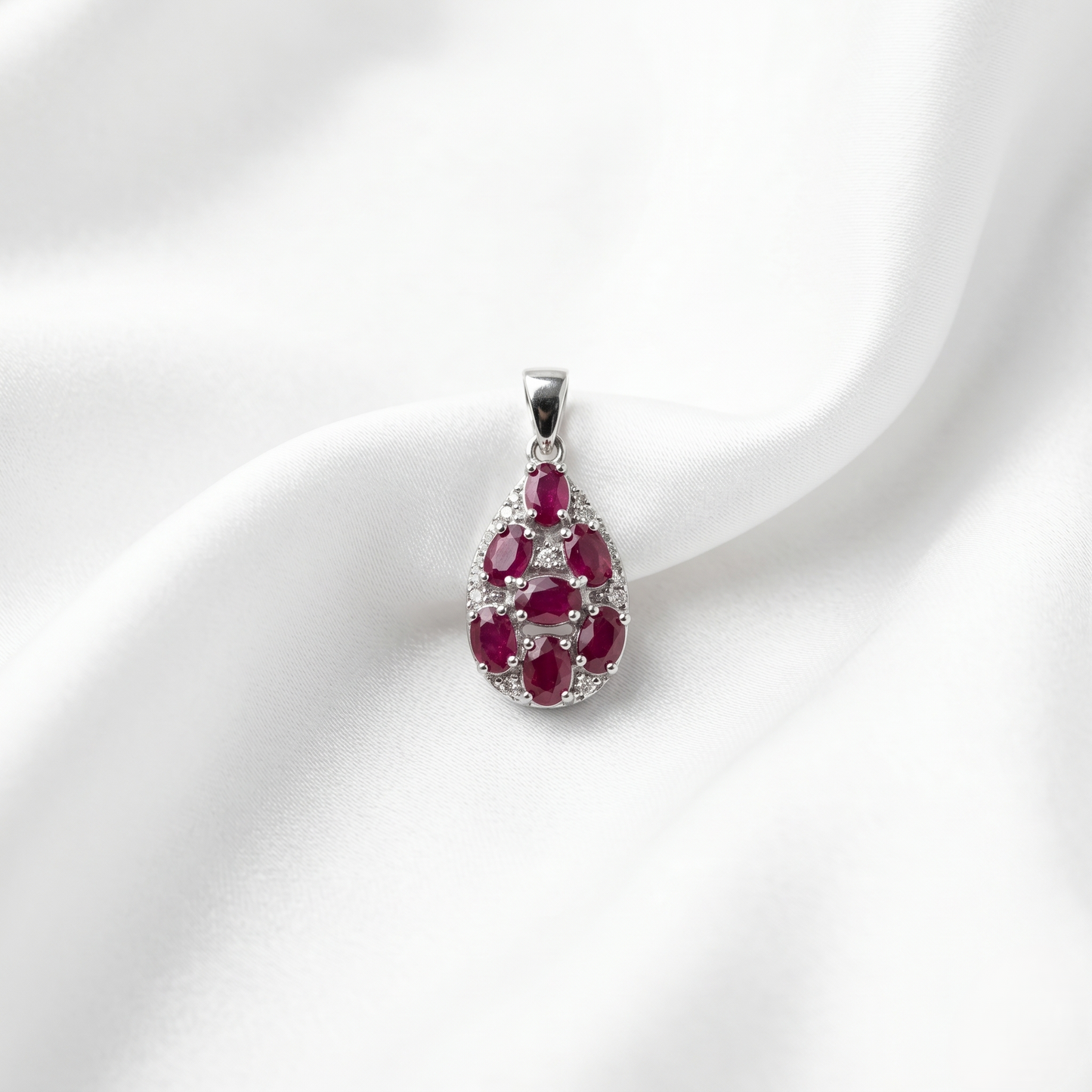 Royal Crimson Teardrop Silver Pendant