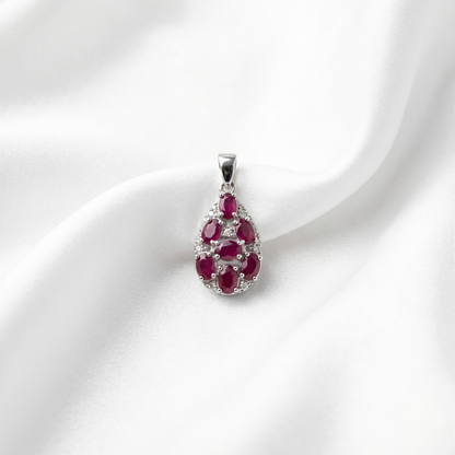 Royal Crimson Teardrop Silver Pendant