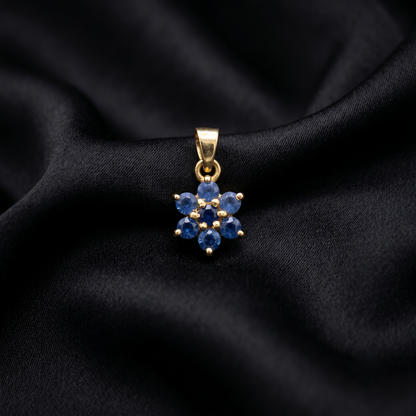 Elegant Silver Sapphire Floral Cluster Pendant