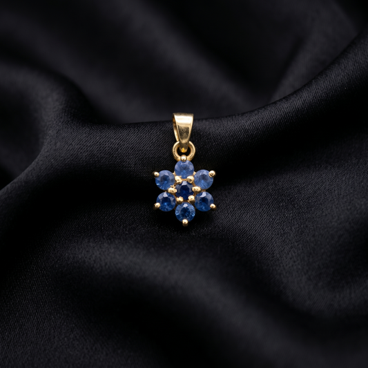 Elegant Silver Sapphire Floral Cluster Pendant