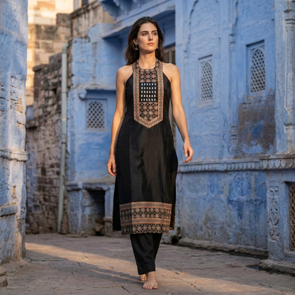 Timeless Elegance The Midnight Noir Kurti