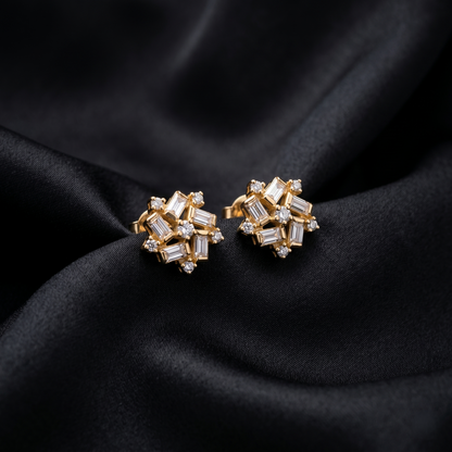 Geometric Elegance Gold Cluster Stud Earrings
