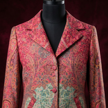 Elegance Redefined Pink Paisley Brocade Long Coat