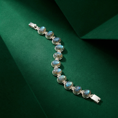 Celestial Glow Labradorite & Silver Link Bracelet