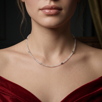 Minimalist Beaded Silver and Moonstone Choker