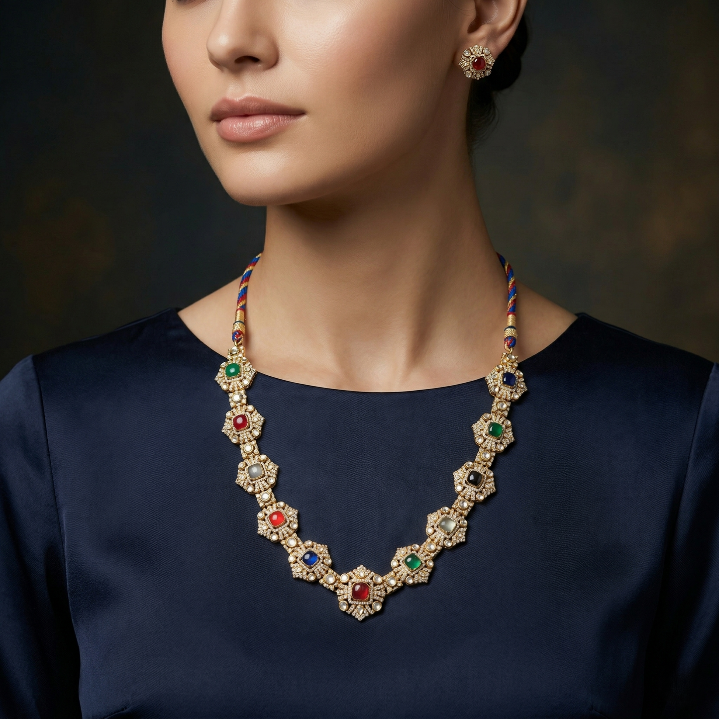 Navratna-Inspired 92.5 Sterling Silver Set