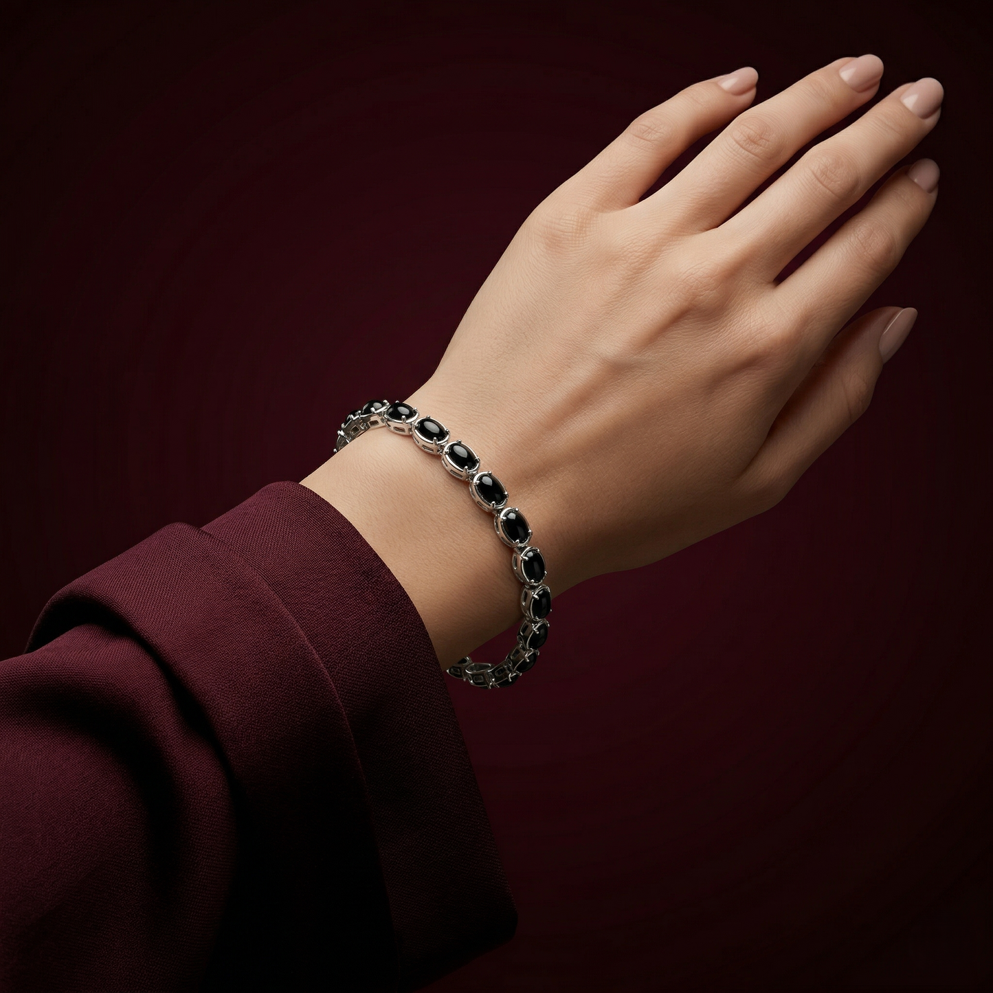 Midnight Majesty Sterling Silver Gemstone Bracelet