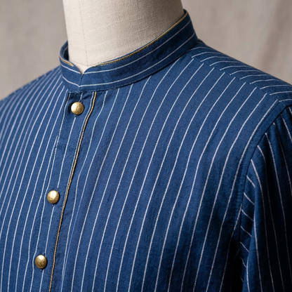 Blue Pinstripe Elegance in Royal Heritage