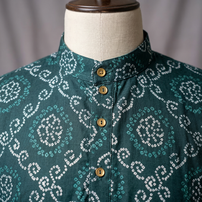 Royal Emerald Bandhani Print Silk Kurta
