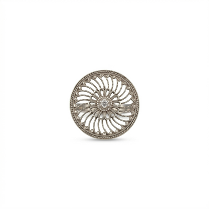 Floral Filigree Silver Mandala Statement Ring