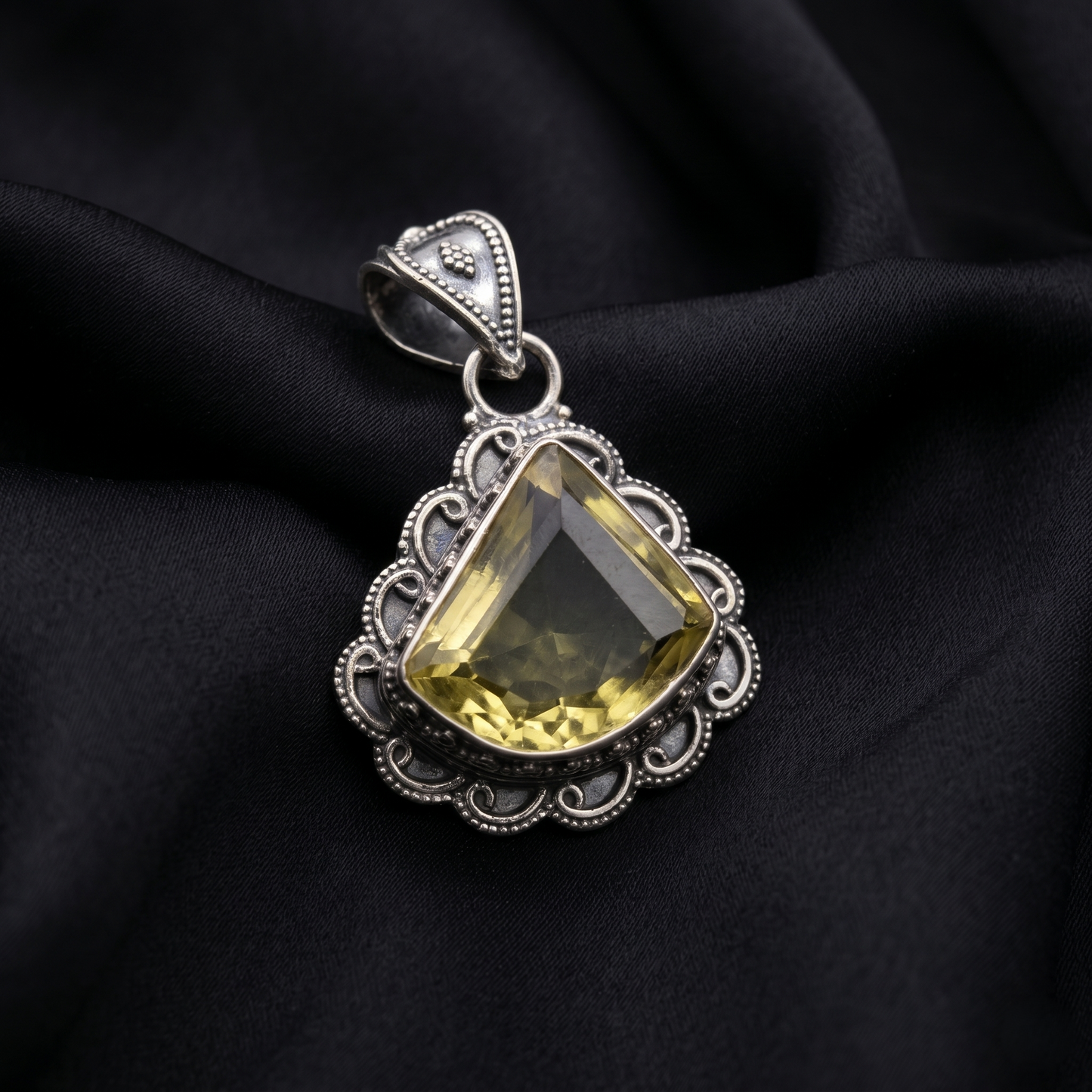 Handcrafted Citrine Silver Heritage Pendant