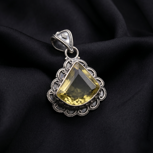 Handcrafted Citrine Silver Heritage Pendant