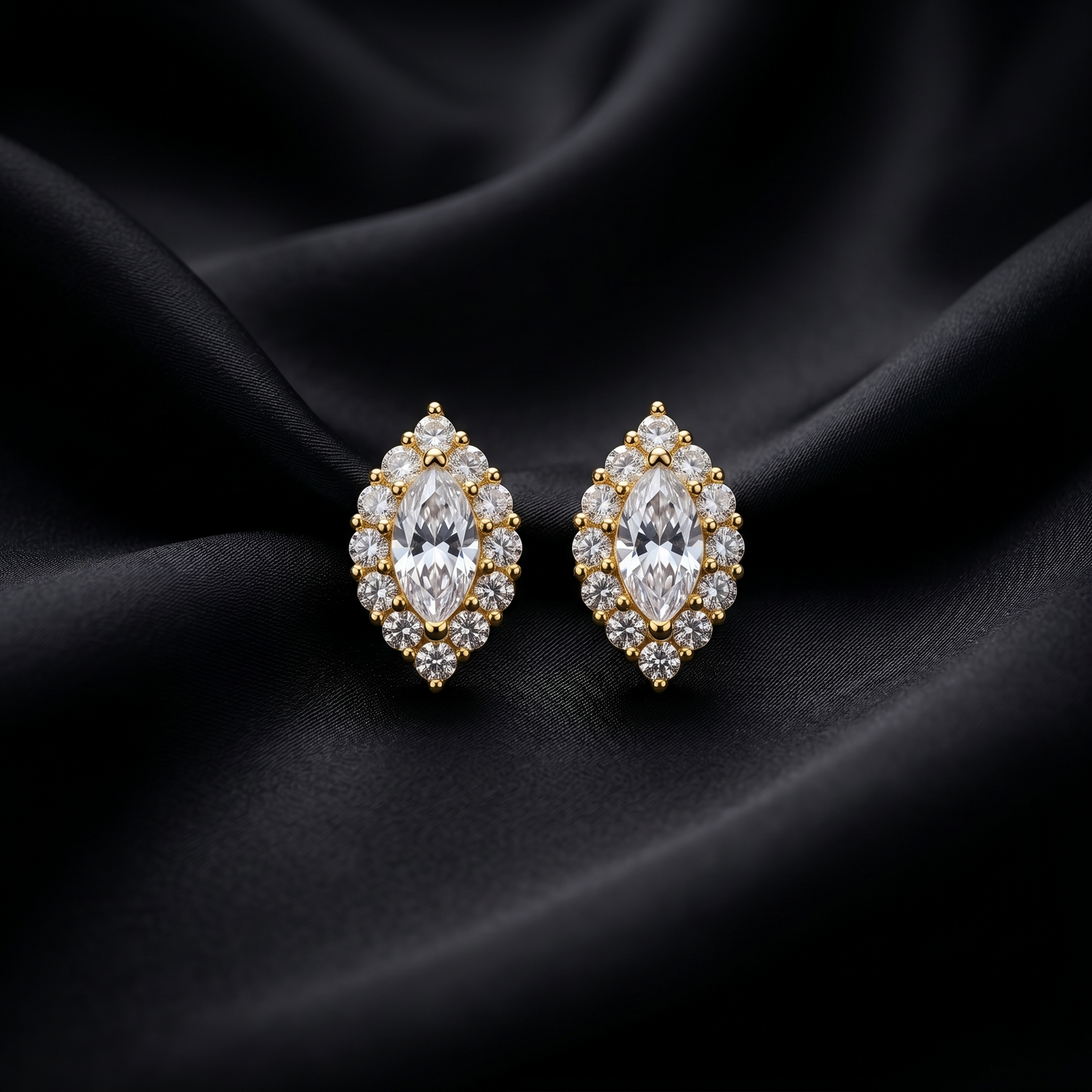 Elegant Marquise Cut Silver Stud Earrings