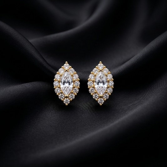 Elegant Marquise Cut Silver Stud Earrings