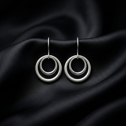 Celestial Harmony Double Circle Silver Drops