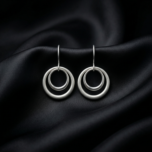 Celestial Harmony Double Circle Silver Drops