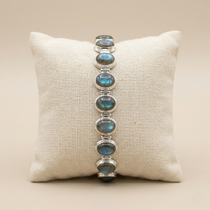 Celestial Glow Labradorite & Silver Link Bracelet