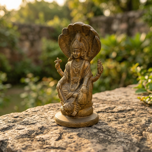 Handcrafted Brass Lord Vishnu Sheshnag Idol
