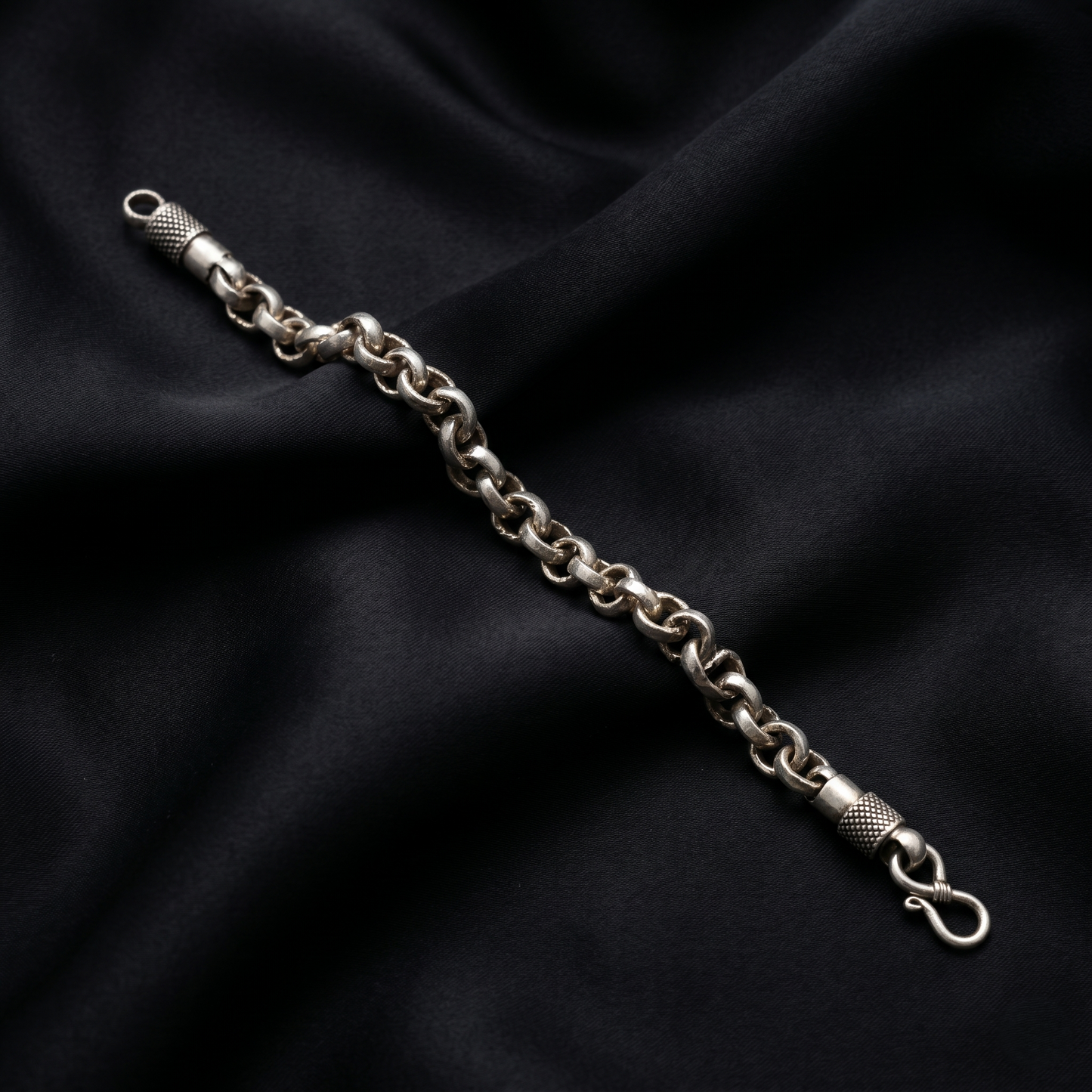 Oxidized Silver Bold Textured Link Bracelet