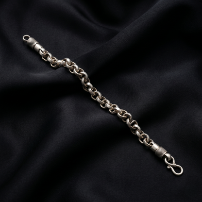 Oxidized Silver Bold Textured Link Bracelet
