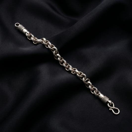 Oxidized Silver Bold Textured Link Bracelet