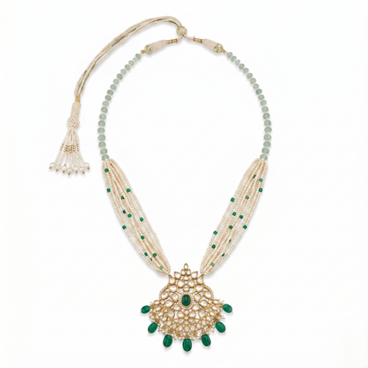Emerald and Pearl Traditional Statement Necklace