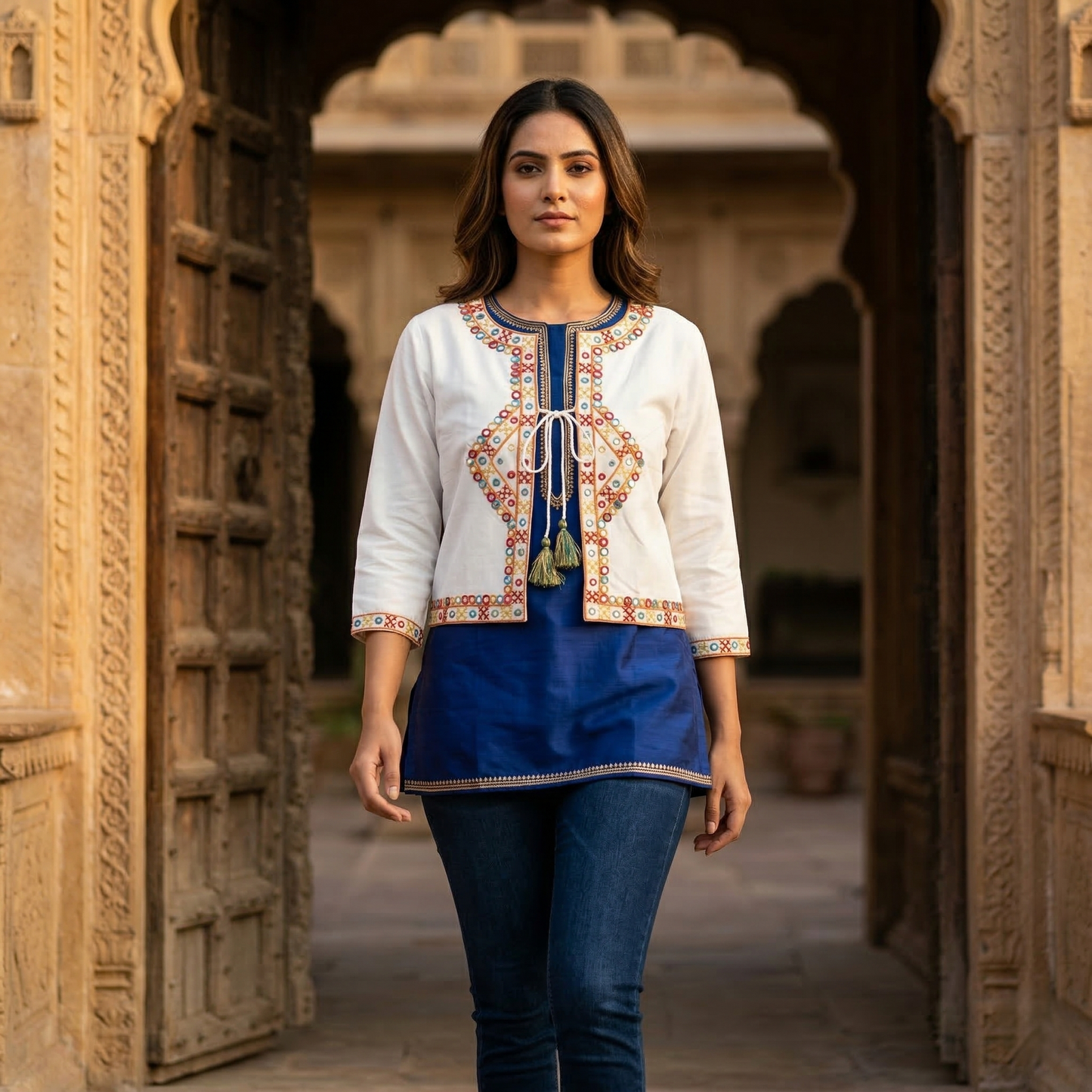 Ethno-Chic Embroidered Heritage Fusion Jacket
