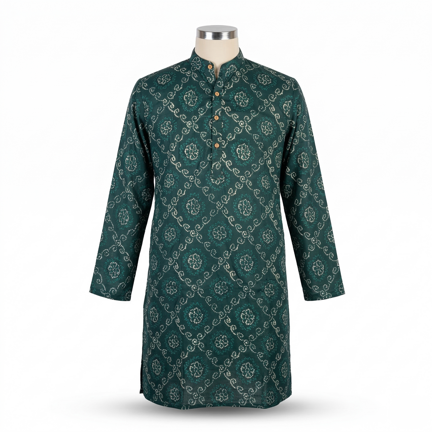Royal Emerald Bandhani Print Silk Kurta