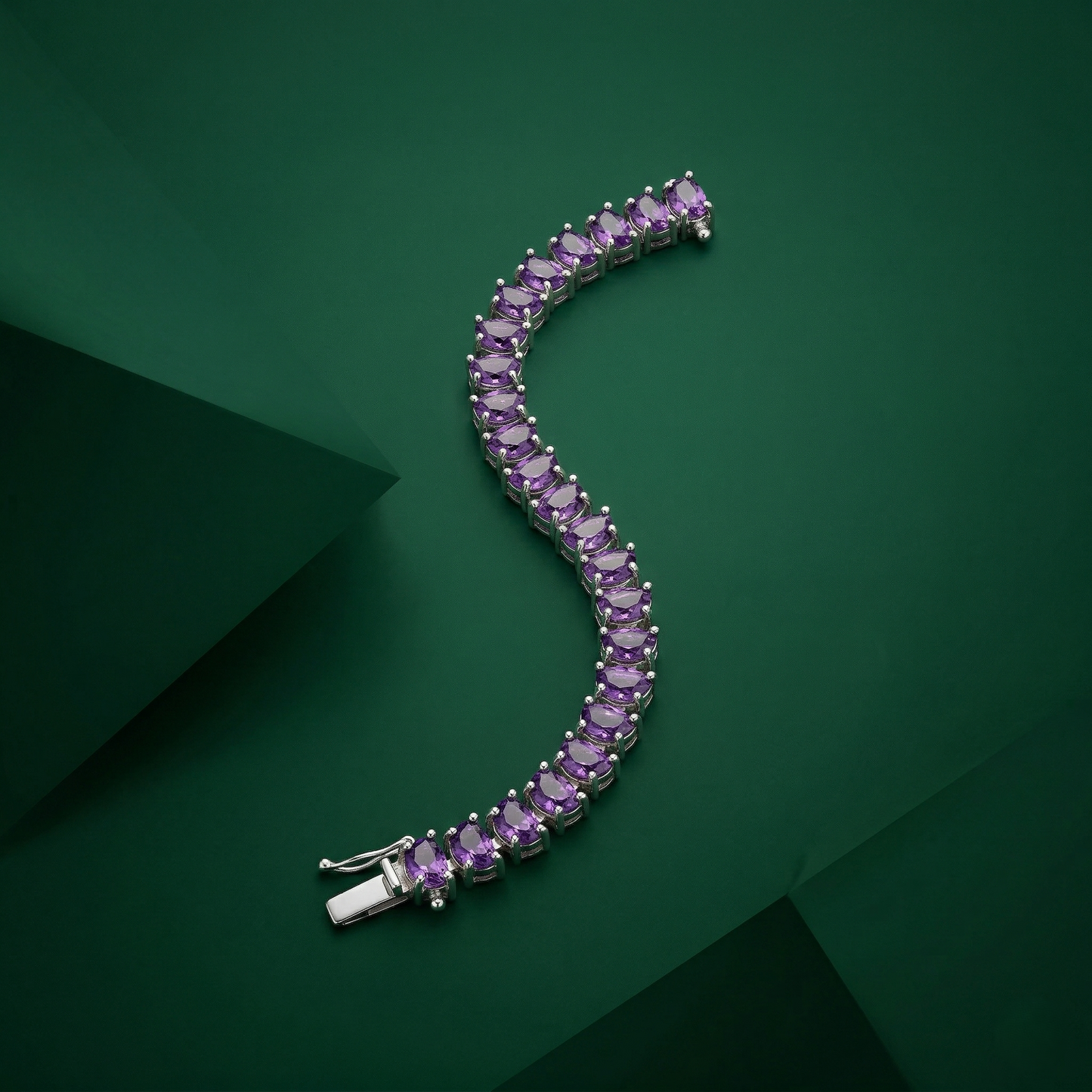 Radiant Amethyst Silver Tennis Bracelet Bloom