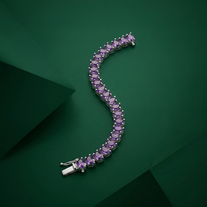 Radiant Amethyst Silver Tennis Bracelet Bloom