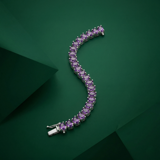 Radiant Amethyst Silver Tennis Bracelet Bloom