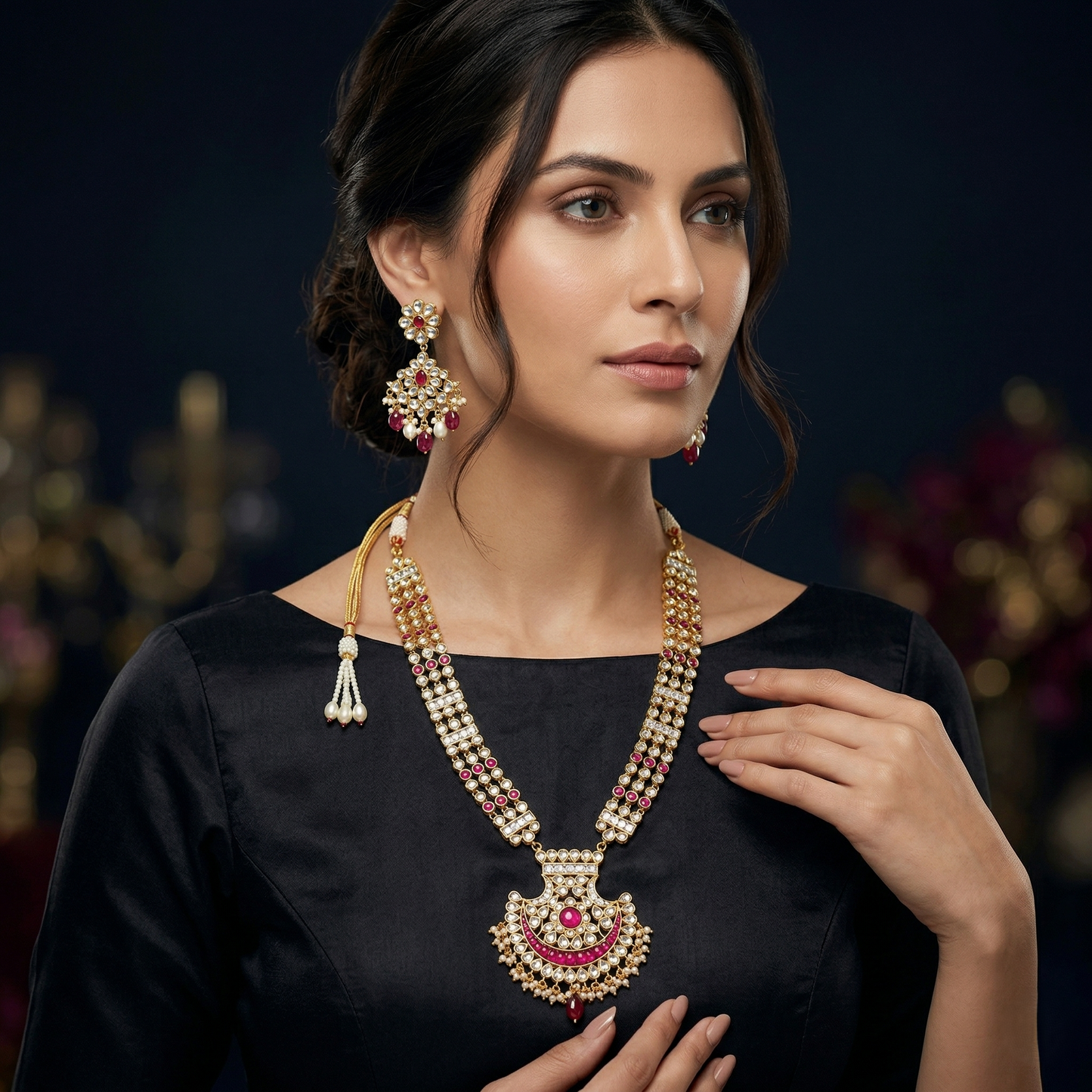 Royal Chandbali Heritage Silver Necklace Set