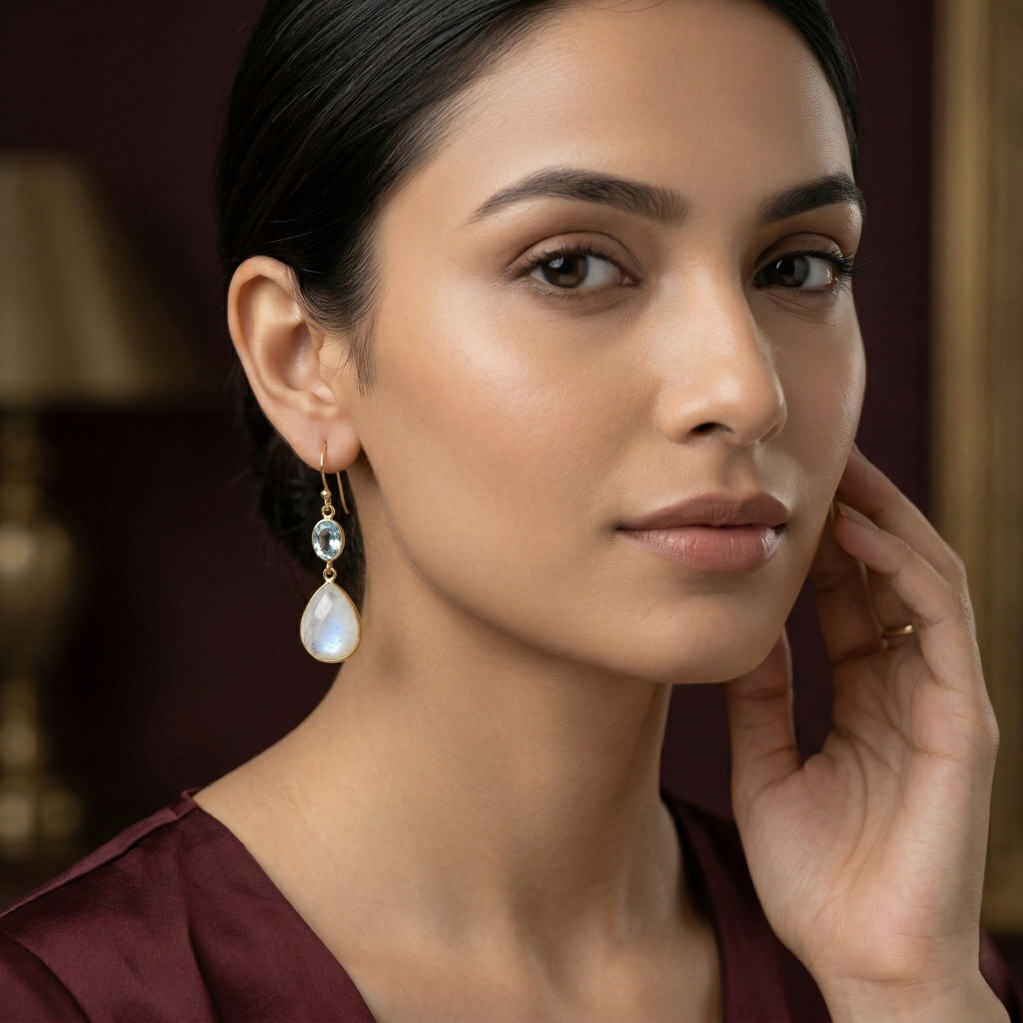 Celestial Moonlight Silver Drop Earrings