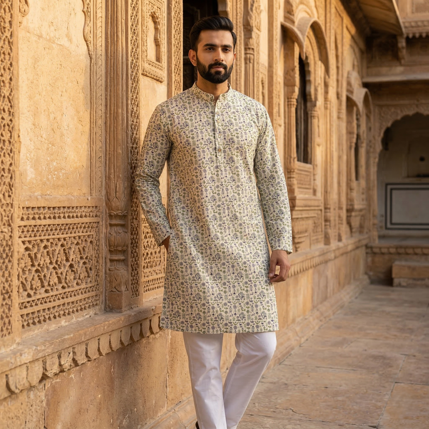 Artisanal Heritage Hand-Block Printed Kurta