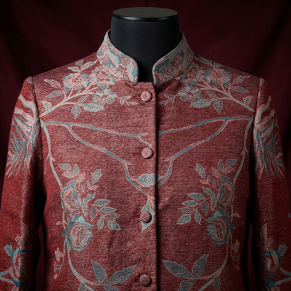 Ethereal Flora Mandarian Silk Long Coat