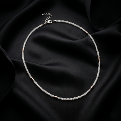 Minimalist Beaded Silver and Moonstone Choker
