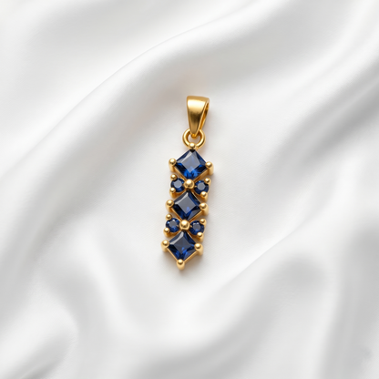 Regal Blue Star Silver Pendant Set