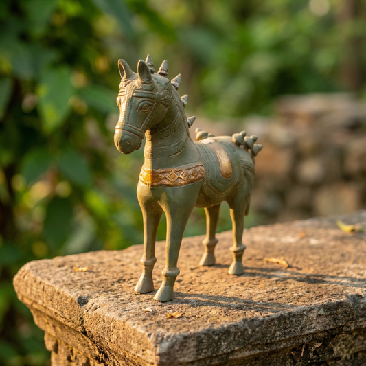 Antique Brass Heritage Indian Horse Figurine