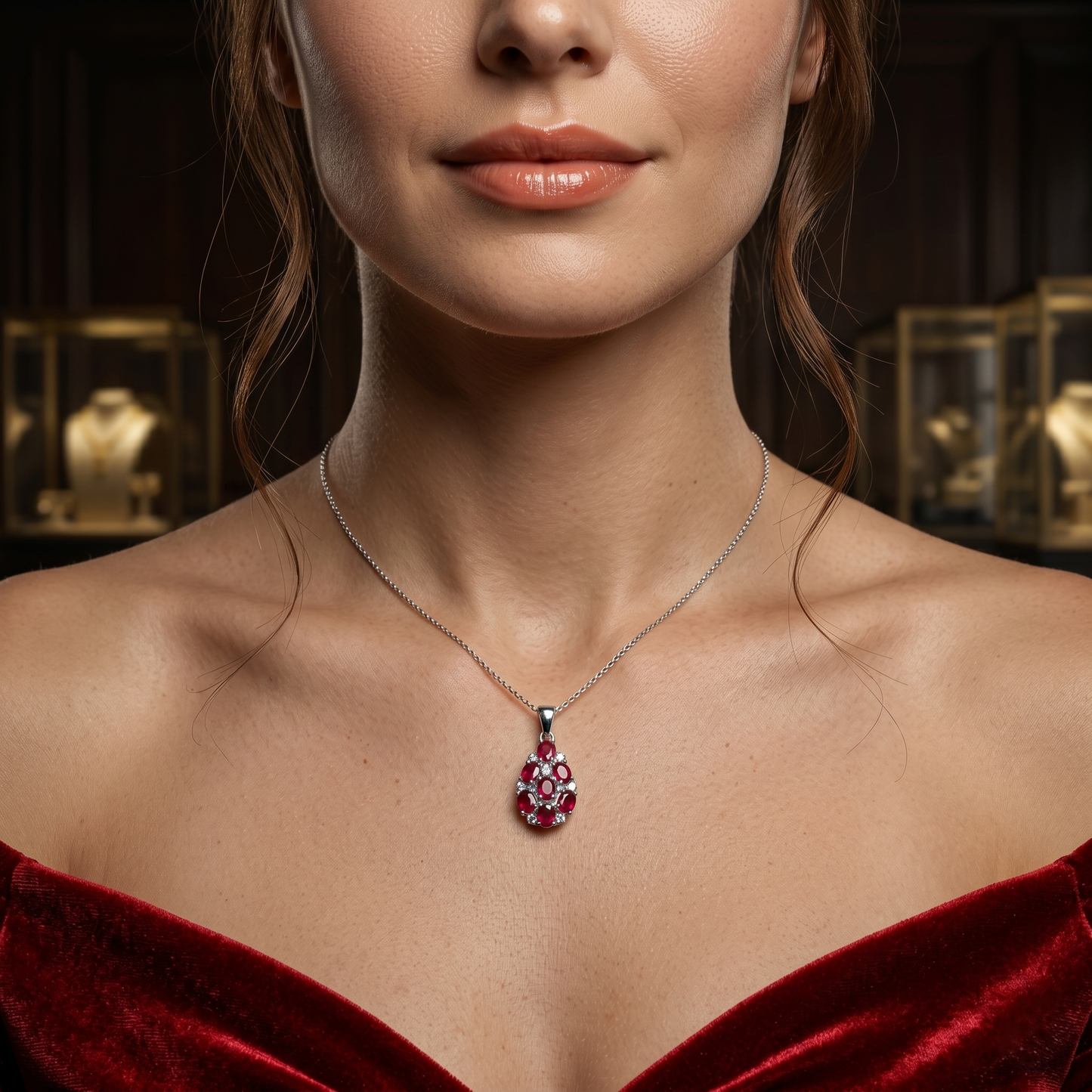 Royal Crimson Teardrop Silver Pendant