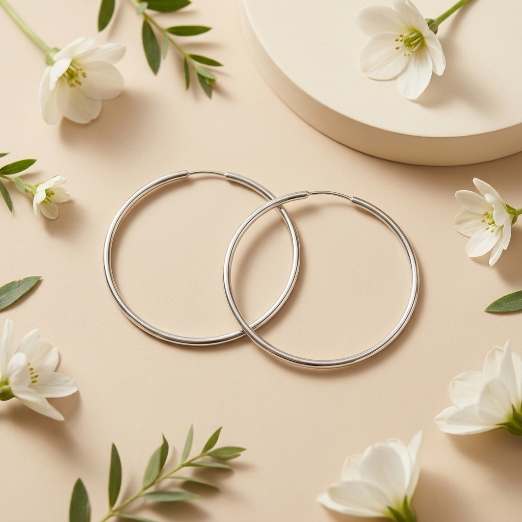 Sleek 92.5 Sterling Silver Hoop Earrings