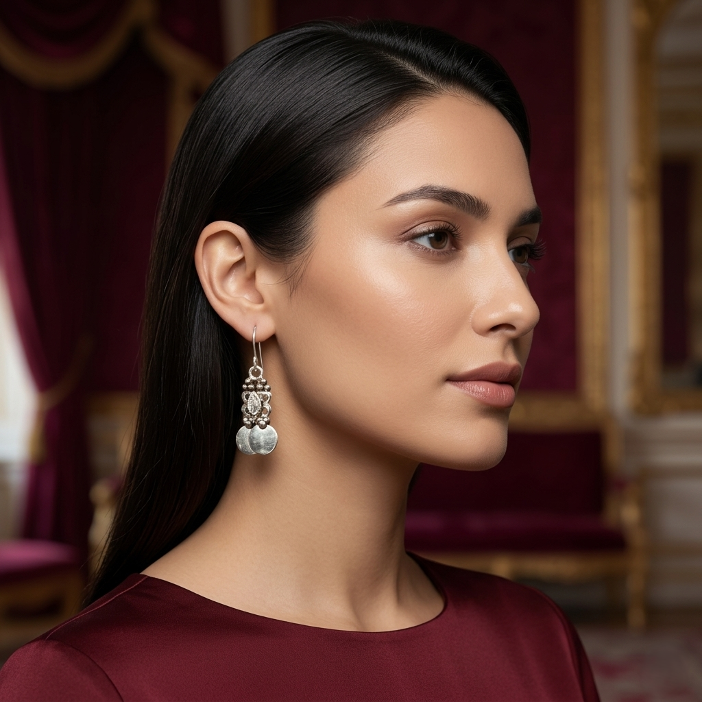 Boho-Chic Leaf & Coin Silver Drops