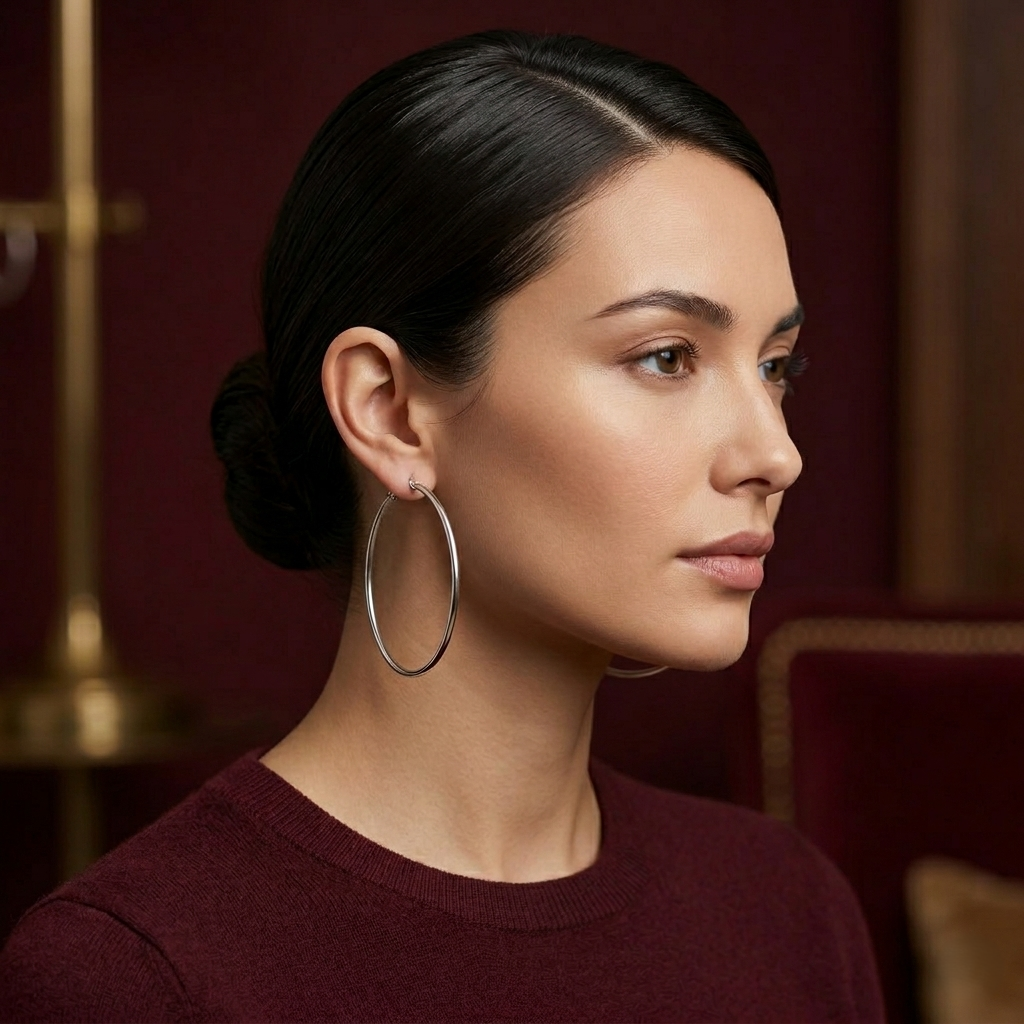 Sleek 92.5 Sterling Silver Hoop Earrings