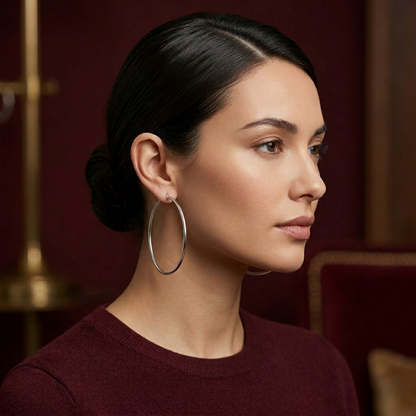Sleek 92.5 Sterling Silver Hoop Earrings