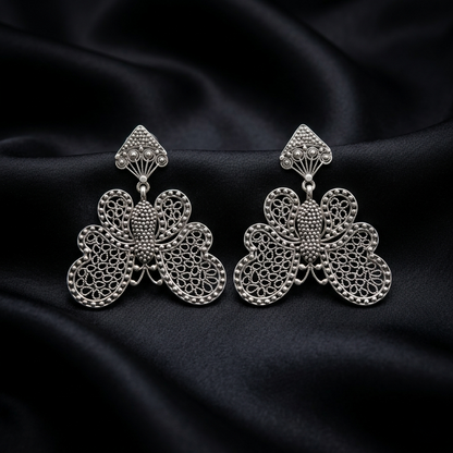 Elegant Handcrafted Filigree Butterfly Silver Drops