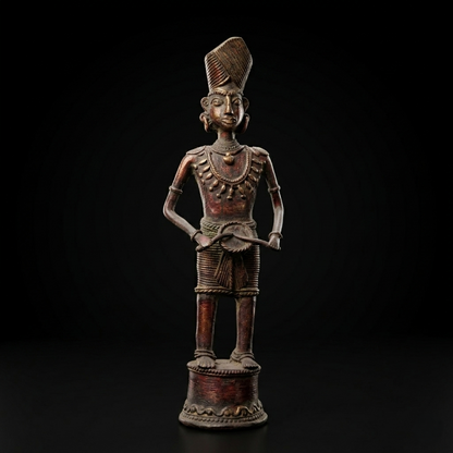 Handcrafted Brass Tribal Musician Heritage Statue